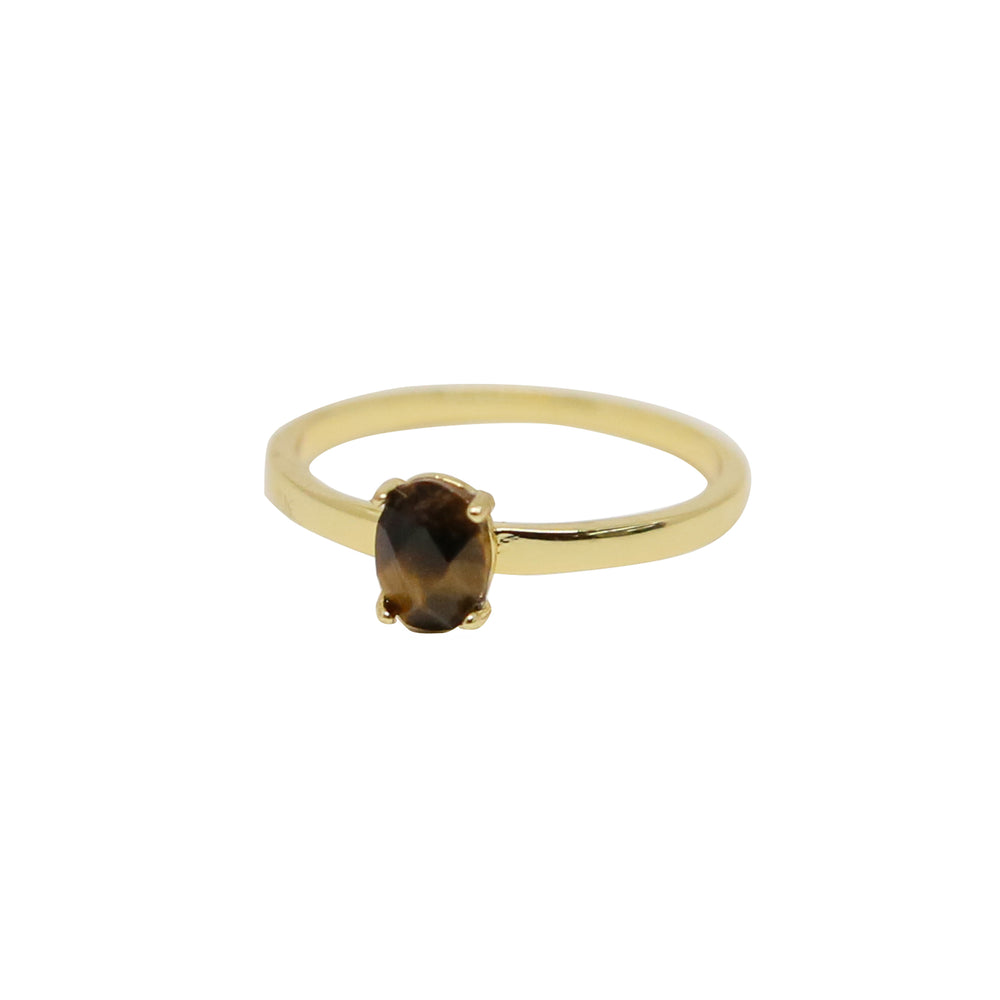 Tiger's Eye & Gold Stacking Stone Ring