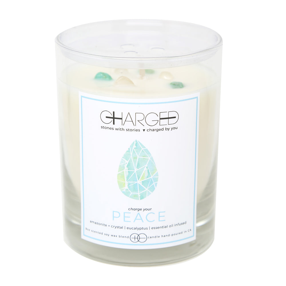Amazonite Eucalyptus Scented Soy Candle with Crystals