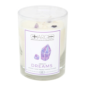 Amethyst Lavender Scented Soy Candle with Crystals on whiteAmethyst Lavender Scented Soy Candle with Crystals on white