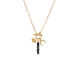 Charged Lapis Pendant and Charms Toggle Necklace