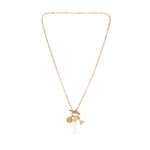 Charged Opal Pendant and Charms Toggle Necklace on white