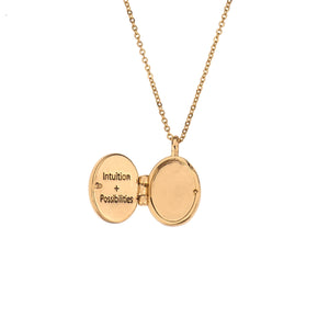 Charged Labradorite Locket Necklace on white open