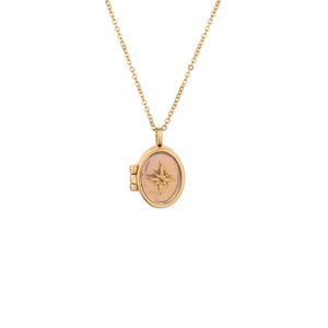 Charged Opal Locket Necklace on white