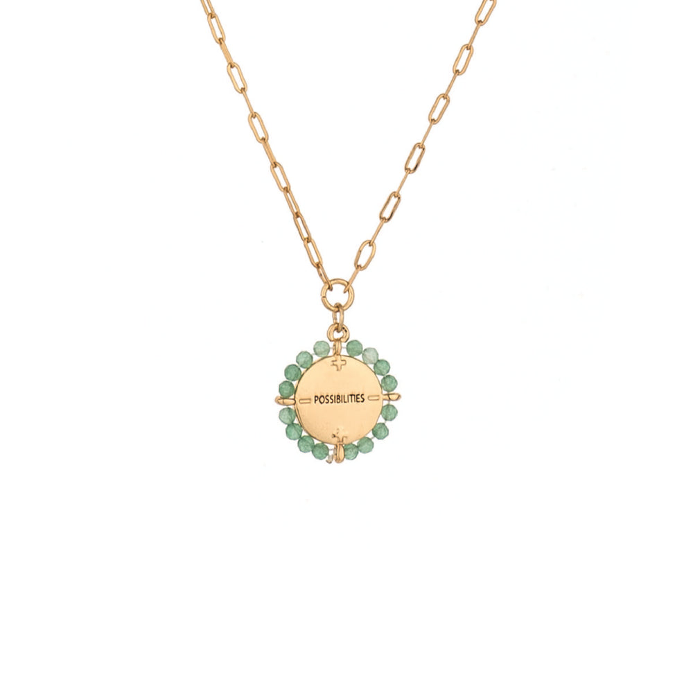 Aventurine Encircled Beaded Pendant Necklace back