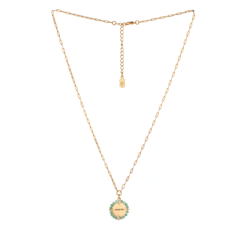 Aventurine Encircled Beaded Pendant Necklace back