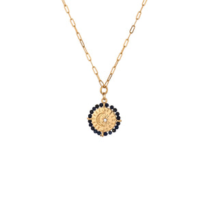 Lapis Encircled Beaded Pendant Necklace on white
