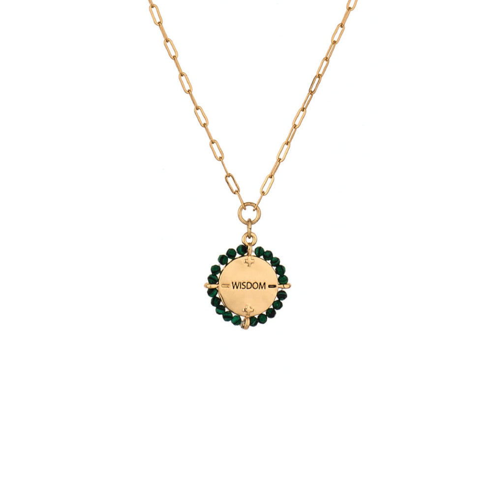 Malachite Encircled Beaded Pendant Necklace back
