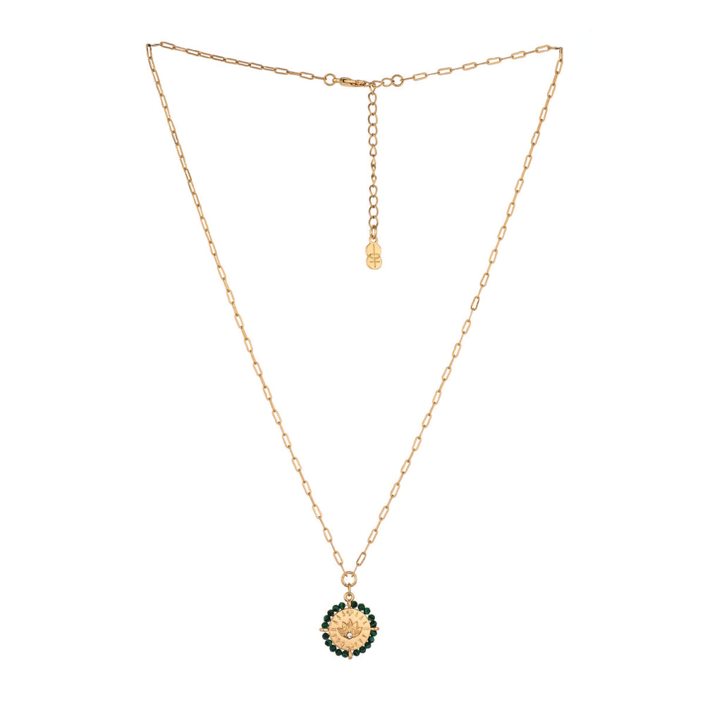 Malachite Encircled Beaded Pendant Necklace