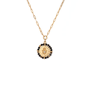 Onyx Encircled Beaded Pendant Necklace on white