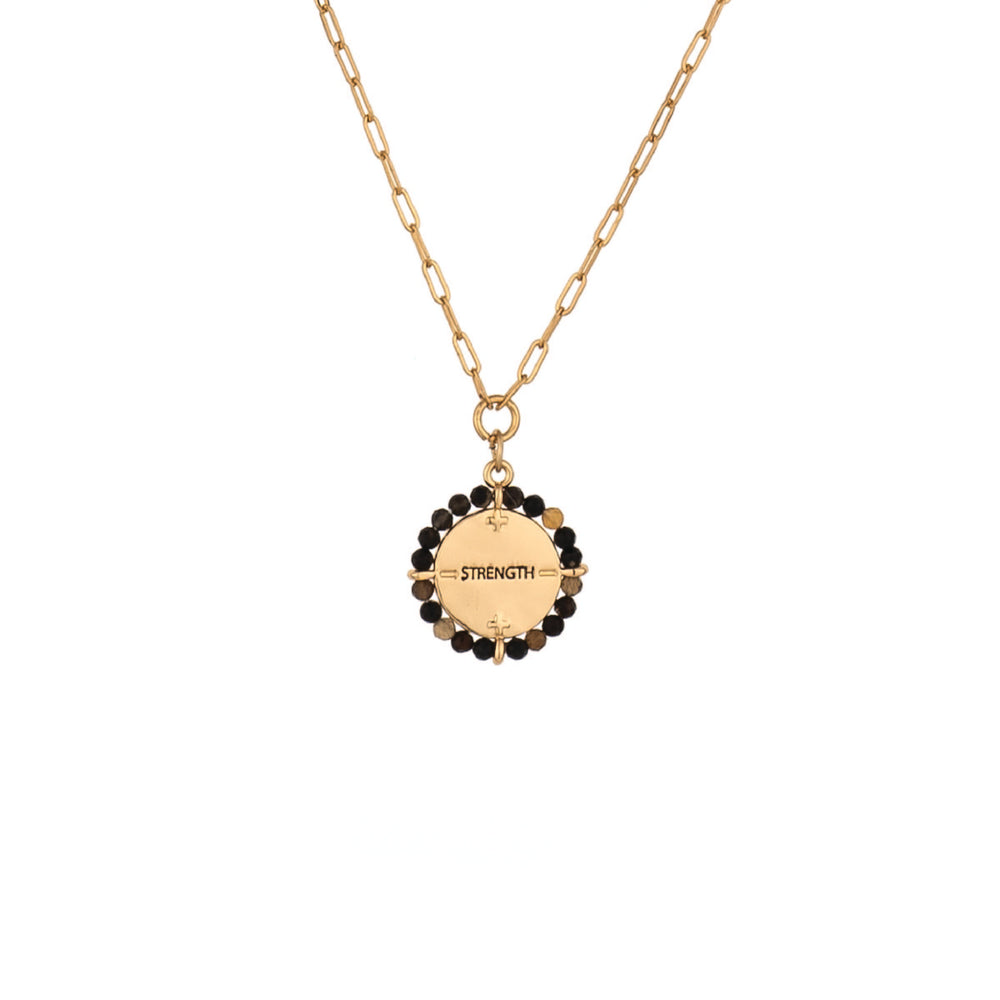 Onyx Encircled Beaded Pendant Necklace back