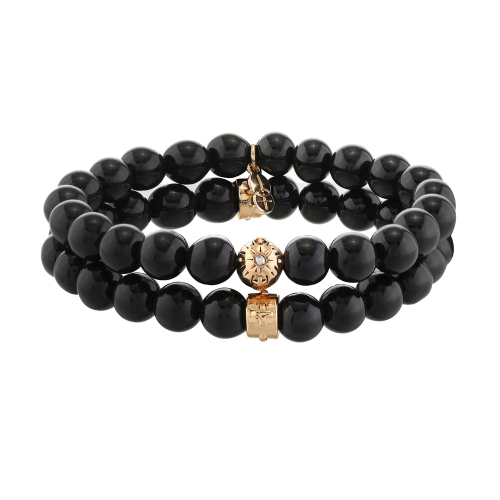 SPIRITUAL Black Onyx bead bracelet in stainless steel, 8mm by Taormina  Jewelry