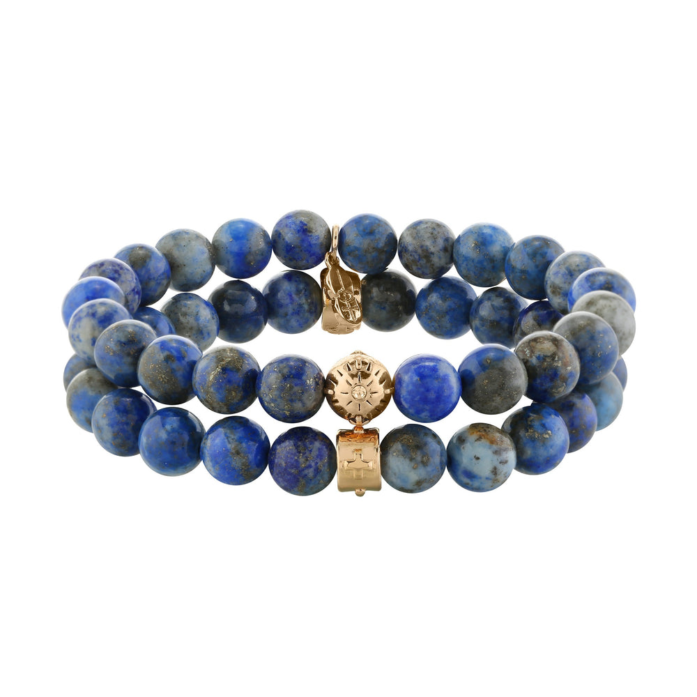 Lapis Beaded Motif Bracelet Set